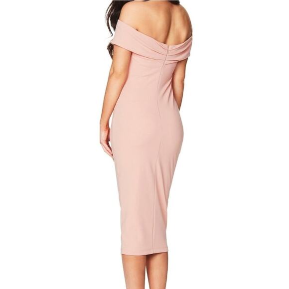 Revolve NOOKIE Athena Off the Shoulder Midi Dress in Blush Pink Size S NEW - Picture 2 of 7